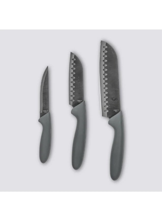 Five Simply Smart 3-Piece Stainless Steel Santoku Knives Grey 15.5 x 17 x 37.7 cm 134620